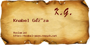 Knabel Géza névjegykártya